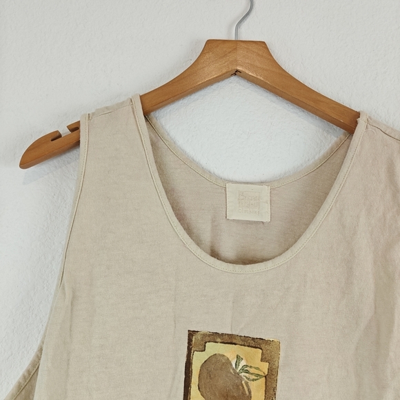 Blue Fish VTG Hand Painted Apple Fruit Printed Langenlook Organic Cotton Tank 2 - Picture 8 of 16